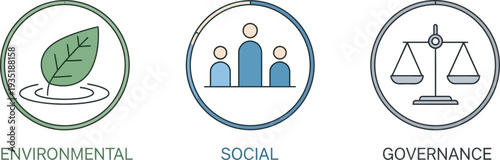Esg icons representing environmental social and governance concepts