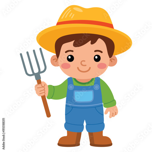 Farmer vector illustration design featuring rural agriculture character ideal for farming theme mascot logo sticker print and countryside artwork projects