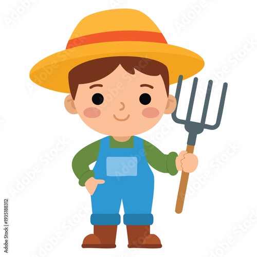 Farmer vector illustration perfect for agriculture cartoon design mascot logo sticker print rural lifestyle and harvest themed artwork