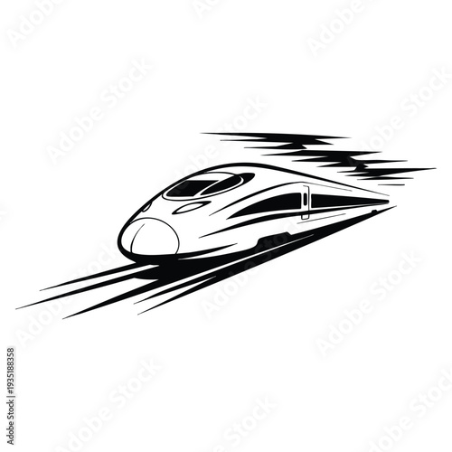 Fast modern transportation train silhouette design with clean sign and symbol style perfect for railway icon logo transit branding and travel graphic use
