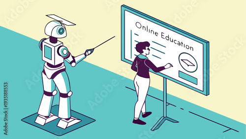 Artificial Intelligence and Robotic Automation Concept Illustrations Set for Business, Finance, Healthcare, and Education
