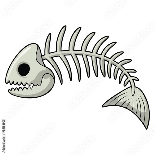 Fish skeleton in monochrome style isolated on white background trash and garbage symbol stock vector illustration for ecology themes