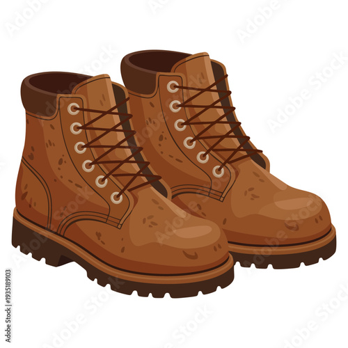 Flat of brown lace up boots comfortable fall shoes for outdoor autumn walks ideal for fashion catalog seasonal branding and lifestyle themes