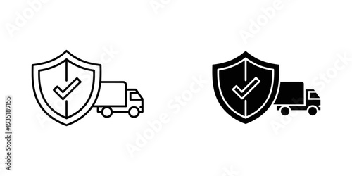 Truck transportation security shield icon vector illustration isolated on white background for logistics safety