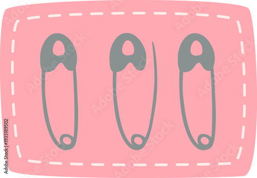 Three Safety Pins Illustration