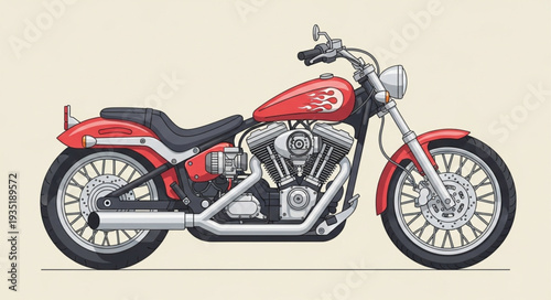 Red motorcycle parked on a plain background.