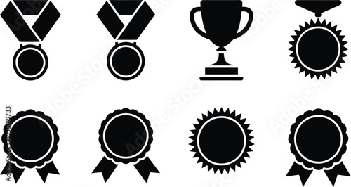 Collection of various award icons and medals