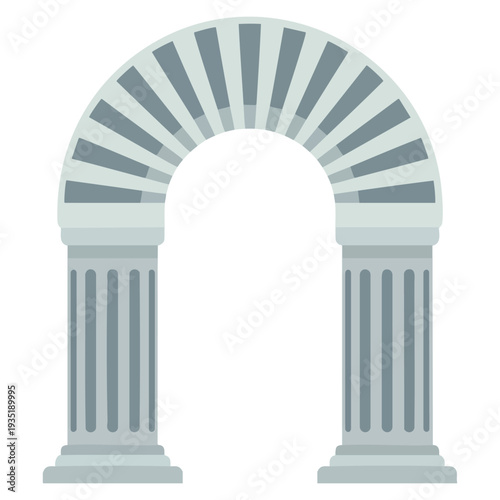 Flat illustration of medieval door arch ideal for castle entrance ancient architecture historical building and fantasy design themes