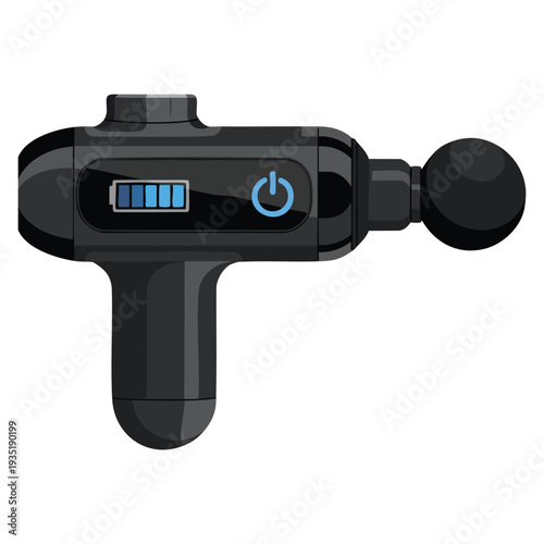 Flat vector design of massage gun deep tissue massage machine suitable for therapy wellness recovery fitness and healthcare themed artwork