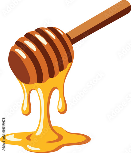 Honey Dipper With Dripping Honey Illustration