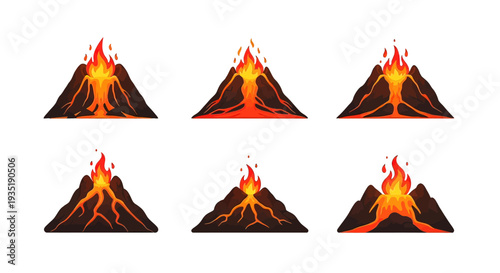 Volcano Erupting with Lava and Fire.