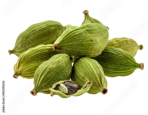 Wallpaper Mural A pile of green, ribbed, oblong pods with one pod opened showing dark seeds Torontodigital.ca