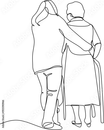 Line drawing of a sick person. Caring for a sick person.
Category