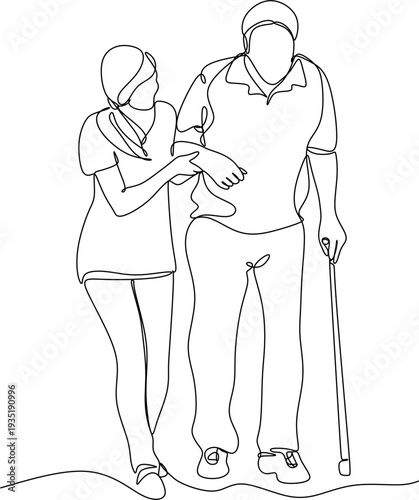Line drawing of a sick person. Caring for a sick person.
Category