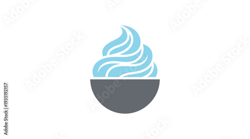 Minimalist Soft Serve Ice Cream Swirl in Bowl Icon - Sweet Frozen Dessert Graphic
