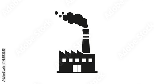Industrial Factory Building Emitting Smoke from Chimney.