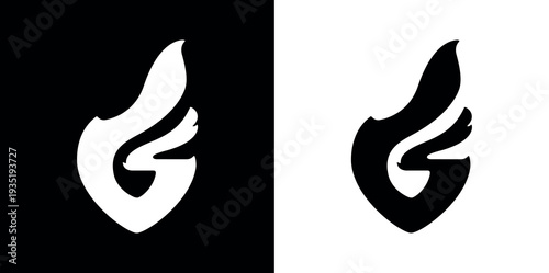 Logotipo abstracto de la letra "G5" con ala de llama.