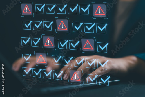 Quadro em tela Error detection and troubleshooting in system development, featuring event logging for monitoring and debugging