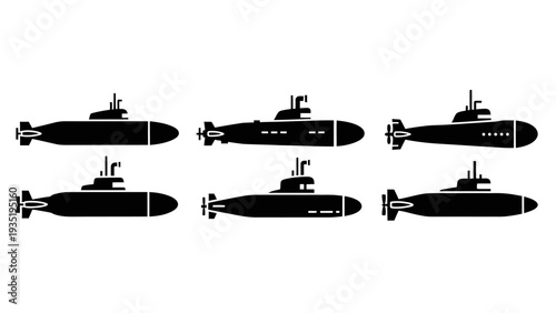 Collection of submarine military vehicles.