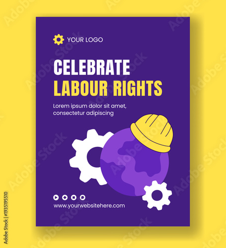 International Labour Day Flat Cartoon Hand Drawn Vertical Poster Background