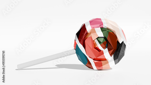 Colorful Spiral Lollipop 3D Render Minimal Sweet Concept