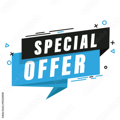 Special offer flat design label for e-commerce sales, promotional discounts, and minimalist retail marketing stickers.