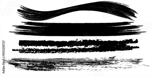 Vector brush set. Black lines and spots on white background
