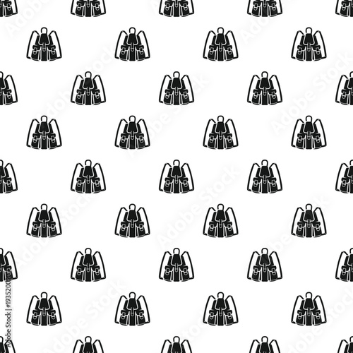 Seamless pattern featuring a repeating black outline of a backpack on a white background
