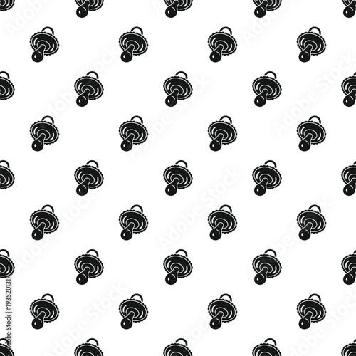 Baby pacifiers forming a repeating pattern on white background
