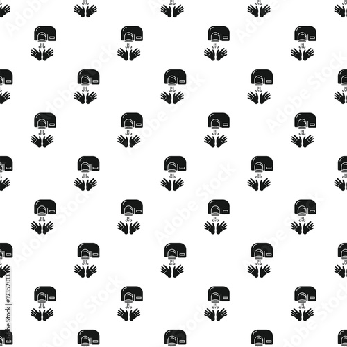 Hand dryers with hands drying process creating a black and white seamless pattern