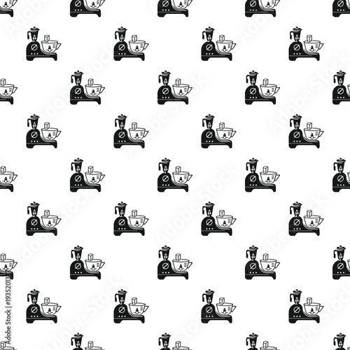 Kitchen appliances and sugar cubes creating a repeating seamless pattern