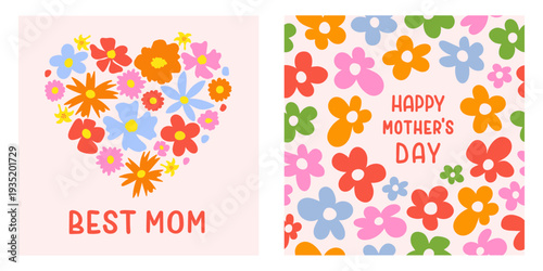 Floral set of cute hand drawn flowers. Botanical simple shapes design. Trendy design for cards, print, kitchen, branding, decoration