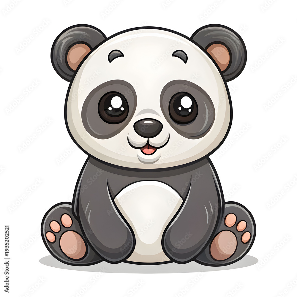 Fototapeta premium adorable panda bear outline illustration isolated