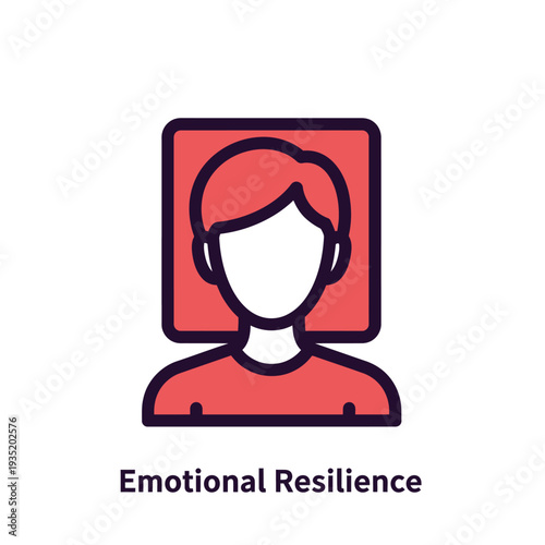 Clean line icon depicting emotional resilience and mental well-being. Symbolizes inner strength, psychological stability, and adaptability for a healthy mind