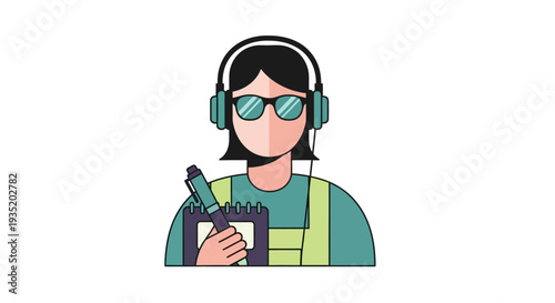 A professional young woman in business attire sits at a modern office desk while smiling warmly and working on her sleek laptop in a bright corporate environment