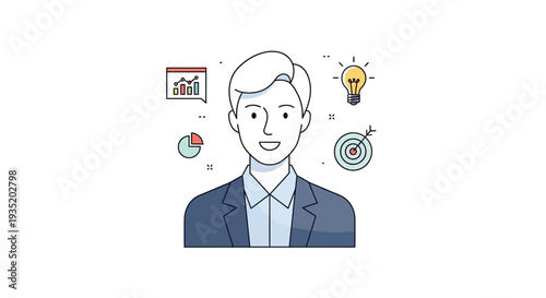 A professional young woman in business attire sits at a modern office desk while smiling warmly and working on her sleek laptop in a bright corporate environment