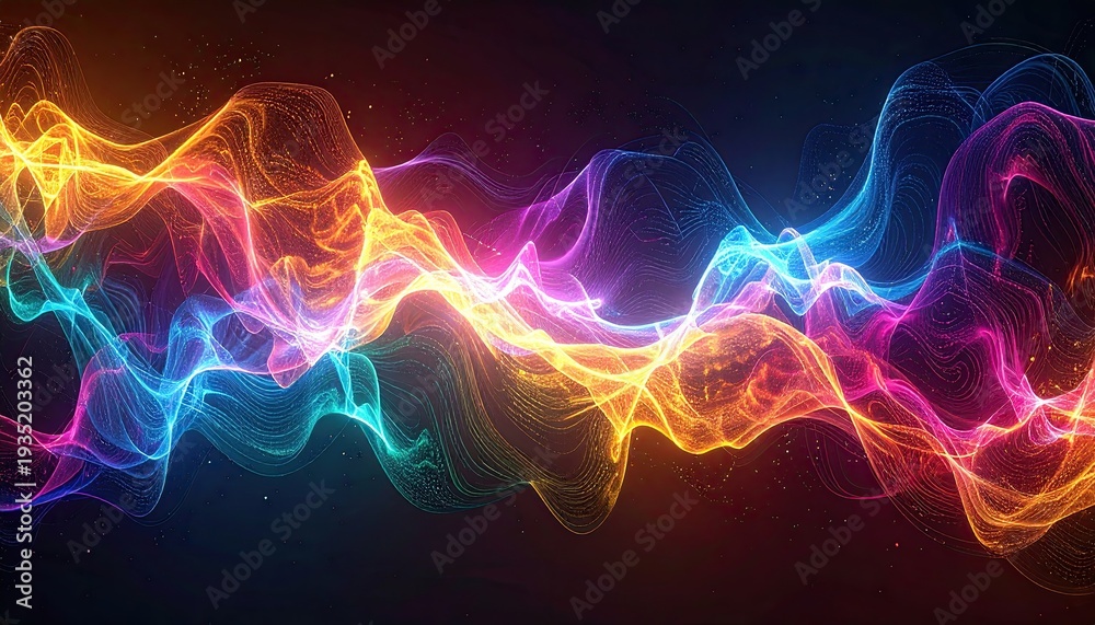 Obraz premium Abstract, vibrant, glowing waves of color flow across a dark background