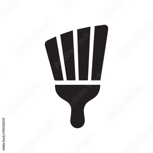 A simple vector icon of a small broom symbolizing cleanliness, designed with clean and modern lines.