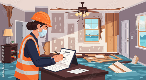 Contractor Inspecting Renovation Site.