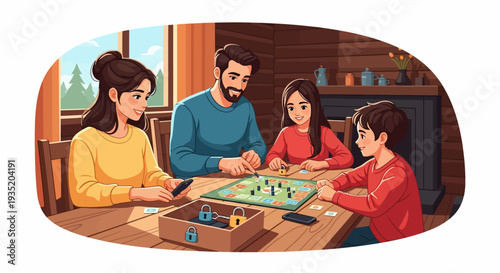 Family Playing Board Game.