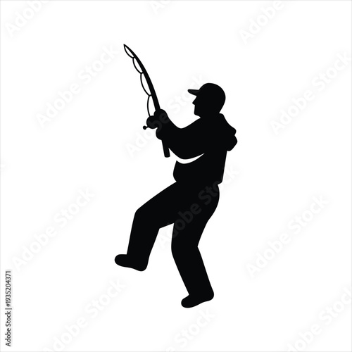 Fisherman casting fishing rod, outdoor recreation and hobby, active leisure sport