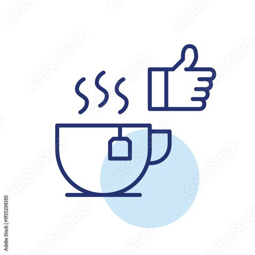Tea cup and like symbol. Customer approval and satisfaction. Pixel perfect, editable stroke vector icon