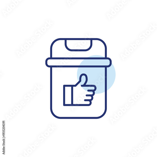 Waste management. Garbage bin and like. Disposal satisfaction, environment care and maintenance trust. Pixel perfect, editable stroke vector icon