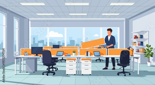 Man Standing in Modern Office.