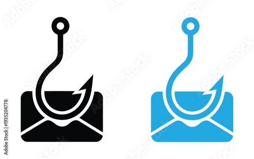 Fishing hook icons vector, fishing hook with barb for angling sports isolated on white background.