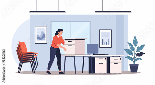 Woman Organizing Office Files.