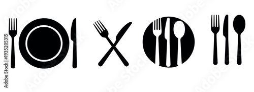 Print Cutlery and restaurant signs on a white background