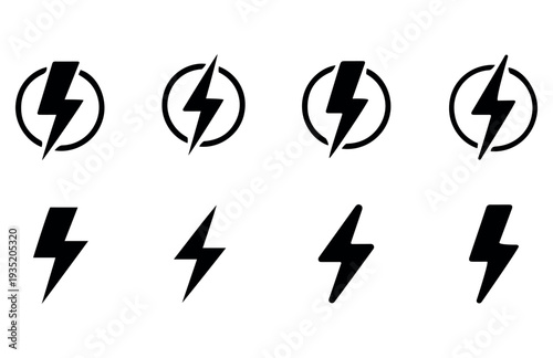 Print Fasih lightning bolt icon. Electric power symbol. Power