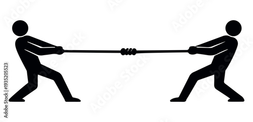 Print Silhouette of Two Men Playing Tug of War Competition