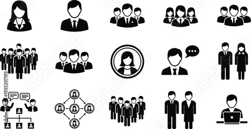 Business people icons collection team communication leadership organization and corporate staff symbols set professional user avatars isolated on white background vector illustration